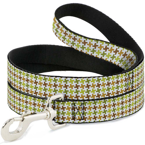 Dog Leash - Houndstooth White/Green/Brown Dog Leashes Buckle-Down   