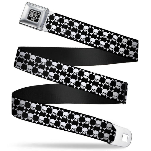 BD Wings Logo CLOSE-UP Full Color Black Silver Seatbelt Belt - Top Skulls Black/White Webbing Seatbelt Belts Buckle-Down   