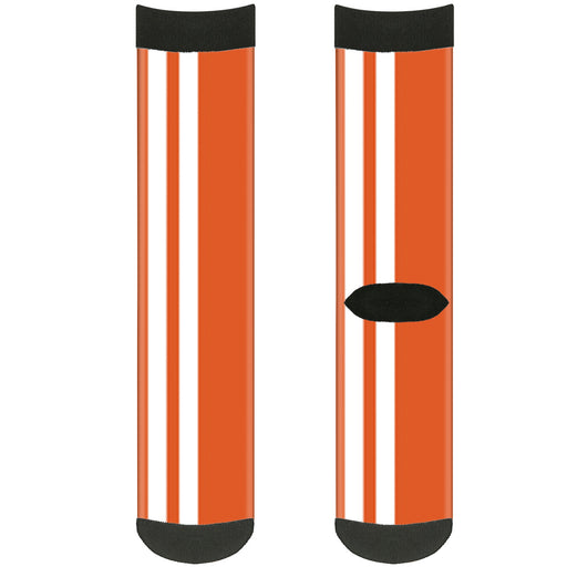 Sock Pair - Polyester - Racing Stripe Orange White - CREW Socks Buckle-Down   