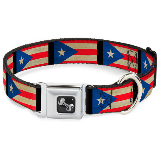 Dog Bone Seatbelt Buckle Collar - Puerto Rico Flag Weathered Seatbelt Buckle Collars Buckle-Down   