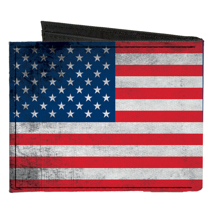 Canvas Bi-Fold Wallet - American Flag Distressed Canvas Bi-Fold Wallets Buckle-Down   