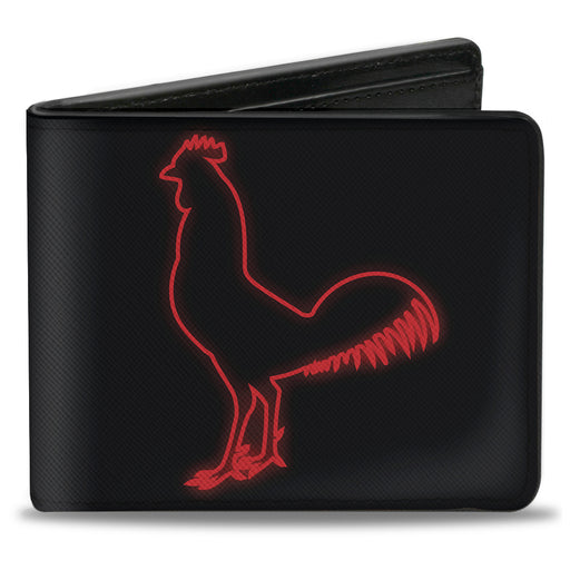 Bi-Fold Wallet - Chicken STIR FRY Japanese Characters Black Red Bi-Fold Wallets Buckle-Down   