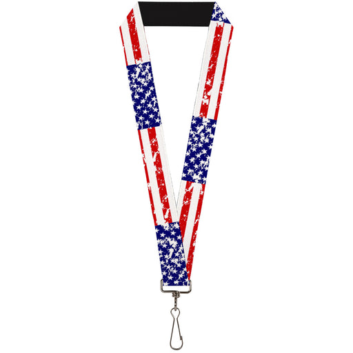 Lanyard - 1.0" - United States Flags CLOSE-UP Weathered Lanyards Buckle-Down   
