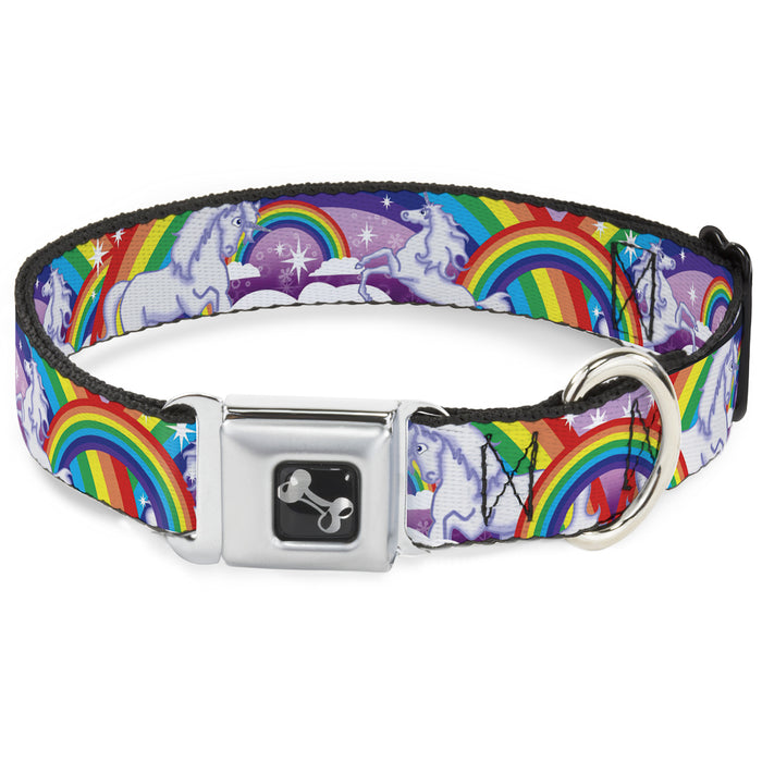 Dog Bone Seatbelt Buckle Collar - Unicorns in Rainbows w/Sparkles/Purple Seatbelt Buckle Collars Buckle-Down   