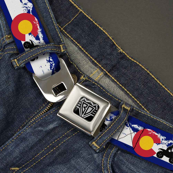 BD Wings Logo CLOSE-UP Full Color Black Silver Seatbelt Belt - Colorado/ATV Rider/Mountains Webbing Seatbelt Belts Buckle-Down   