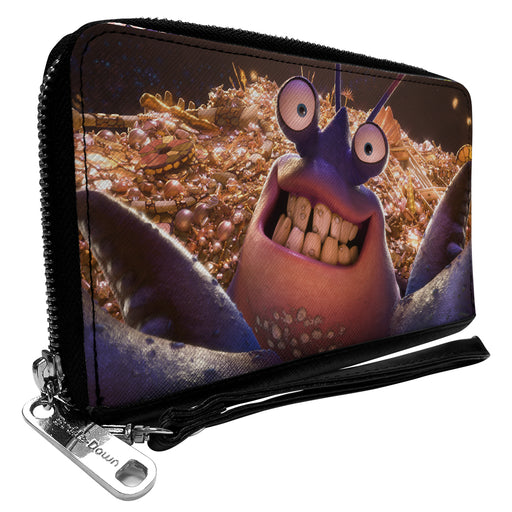PU Zip Around Wallet Rectangle - Moana Tamatoa Smiling Face CLOSE-UP Clutch Zip Around Wallets Disney   