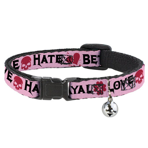 Cat Collar Breakaway - Love Hate Betrayal Pink Black Fuchsia Breakaway Cat Collars Buckle-Down   
