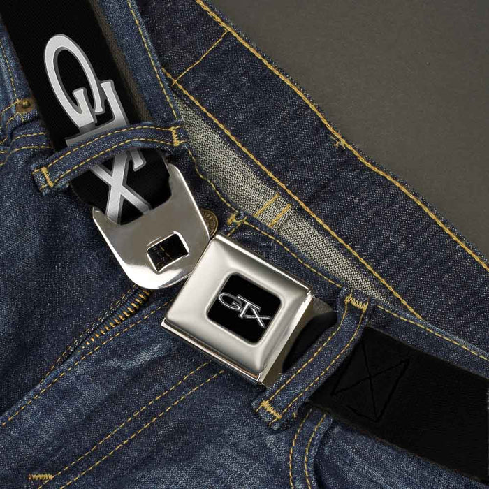 Plymouth GTX Emblem Full Color Black Silver Fade White Seatbelt Belt - Plymouth GTX Emblem Black/Silver Fade/White Webbing Seatbelt Belts Dodge   