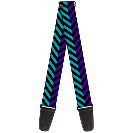 Guitar Strap - Chevron3 Split Turquoise Purple Black Guitar Straps Buckle-Down   