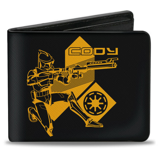 Bi-Fold Wallet - Star Wars The Clone Wars CODY Pose + Logo Black Yellow Bi-Fold Wallets Star Wars   