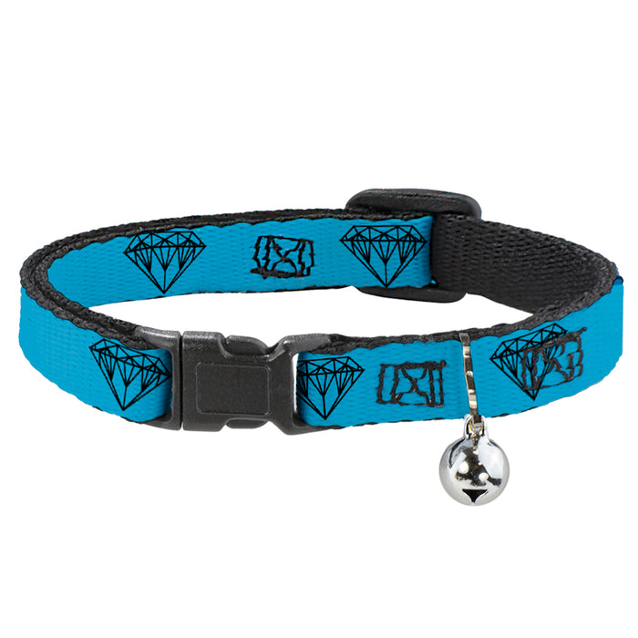 Cat Collar Breakaway - Diamond Sketch Turquoise Black Breakaway Cat Collars Buckle-Down   