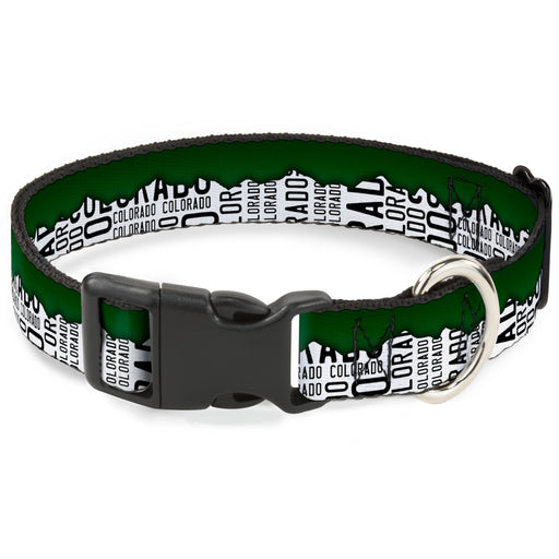 Plastic Clip Collar - Colorado Mountains Green/White/Black Text Plastic Clip Collars Buckle-Down   