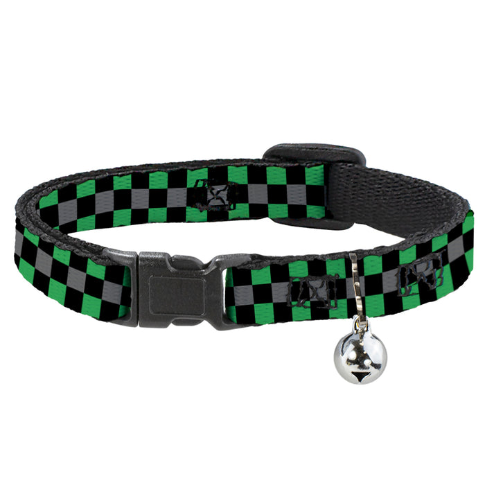 Cat Collar Breakaway - Checker Black Gray 2 Green Breakaway Cat Collars Buckle-Down   