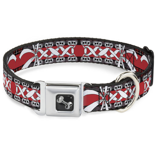 Dog Bone Seatbelt Buckle Collar - Corset Lace Up w/Bow Red Plaid/Red Seatbelt Buckle Collars Buckle-Down   