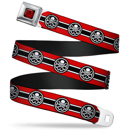 MARVEL AVENGERS HYDRA Logo Full Color Black Red Seatbelt Belt - HYDRA Logo/Stripe Red/Black/White Webbing Seatbelt Belts Marvel Comics   