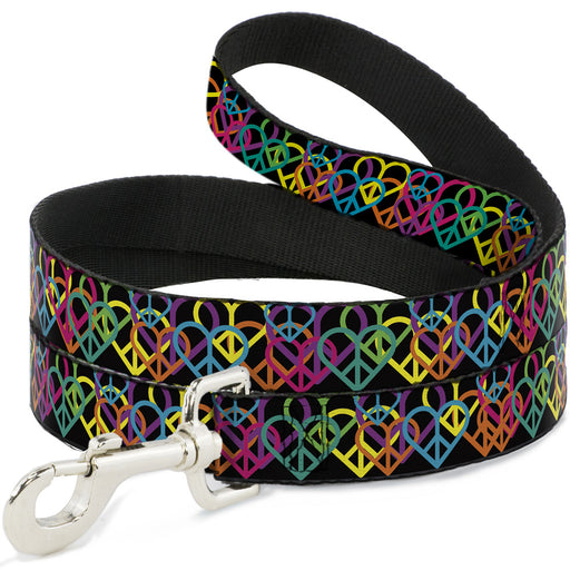 Dog Leash - Peace Hearts Stacked Black/Neon Dog Leashes Buckle-Down   