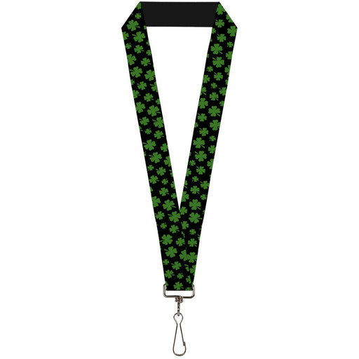 Lanyard - 1.0" - St Pat's Clovers Scattered Black Green Lanyards Buckle-Down   