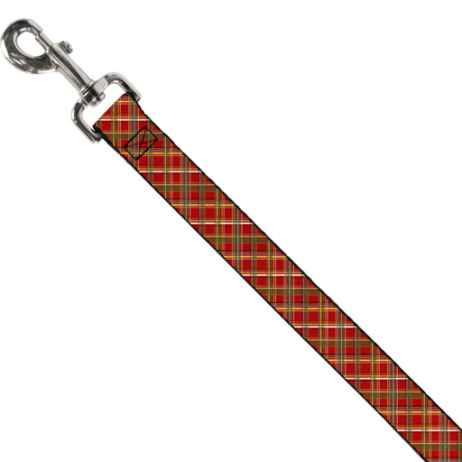 Dog Leash - Tartan Plaid2 Red/Green/Yellow Dog Leashes Buckle-Down   