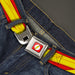Flash Logo Full Color Red White Yellow Seatbelt Belt - The Flash Bolt Stripe Reds/Yellows Webbing Seatbelt Belts DC Comics   