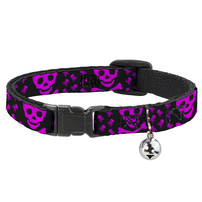 Cat Collar Breakaway - Skull w Babies Black Fuchsia Breakaway Cat Collars Buckle-Down   