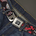 BD Wings Logo CLOSE-UP Full Color Black Silver Seatbelt Belt - Grunge Checker Flag Red Webbing Seatbelt Belts Buckle-Down   