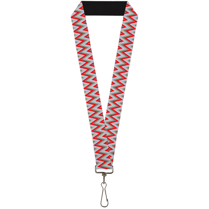 Lanyard - 1.0" - Zig Zag White Tan Gray Red Lanyards Buckle-Down   