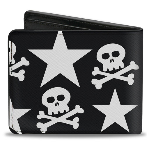 Bi-Fold Wallet - Skulls & Stars Black White Bi-Fold Wallets Buckle-Down   