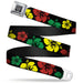 BD Wings Logo CLOSE-UP Full Color Black Silver Seatbelt Belt - Hibiscus CLOSE-UP Black/Green/Yellow/Red Webbing Seatbelt Belts Buckle-Down   