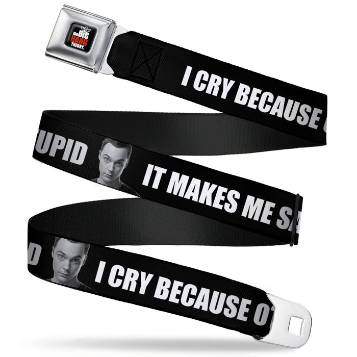 THE BIG BANG THEORY Full Color Black White Red Seatbelt Belt - Sheldon I CRY BECAUSE OTHERS ARE STUPID/THAT MAKES ME SAD Black/White Webbing Seatbelt Belts The Big Bang Theory   