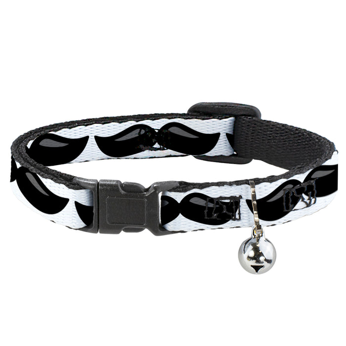 Cat Collar Breakaway - Plastic Mustache White Black Breakaway Cat Collars Buckle-Down   