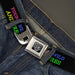BD Wings Logo CLOSE-UP Full Color Black Silver Seatbelt Belt - YOUNG WILD AND FREE Outline Black/Multi Neon Webbing Seatbelt Belts Buckle-Down   