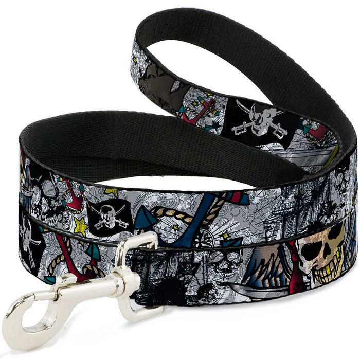 Dog Leash - Dead Men Tell No Tales CLOSE-UP White Dog Leashes Buckle-Down   