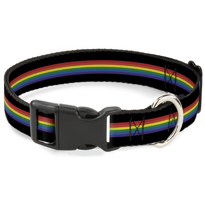 Plastic Clip Collar - Stripe Black/Rainbow Plastic Clip Collars Buckle-Down   